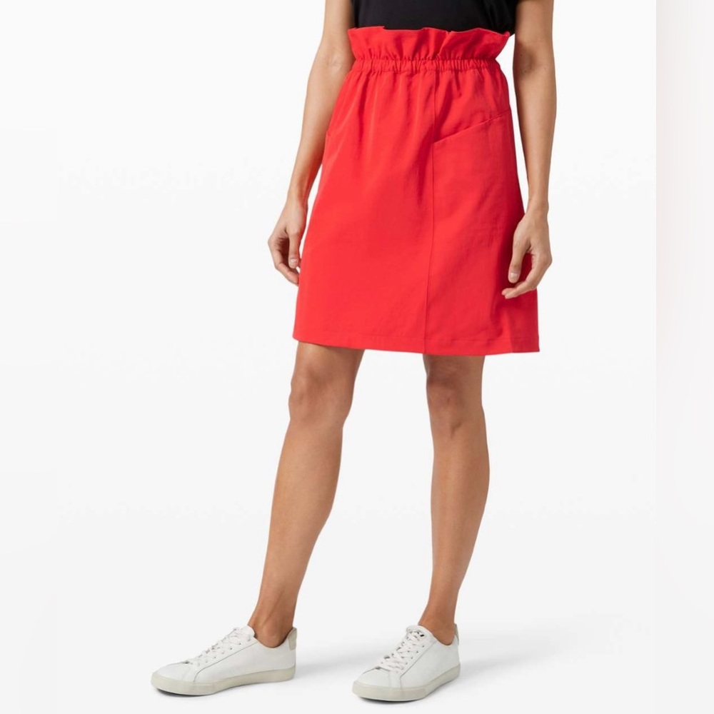 Lululemon Carnation Red Trip Taker Skirt Sz 10